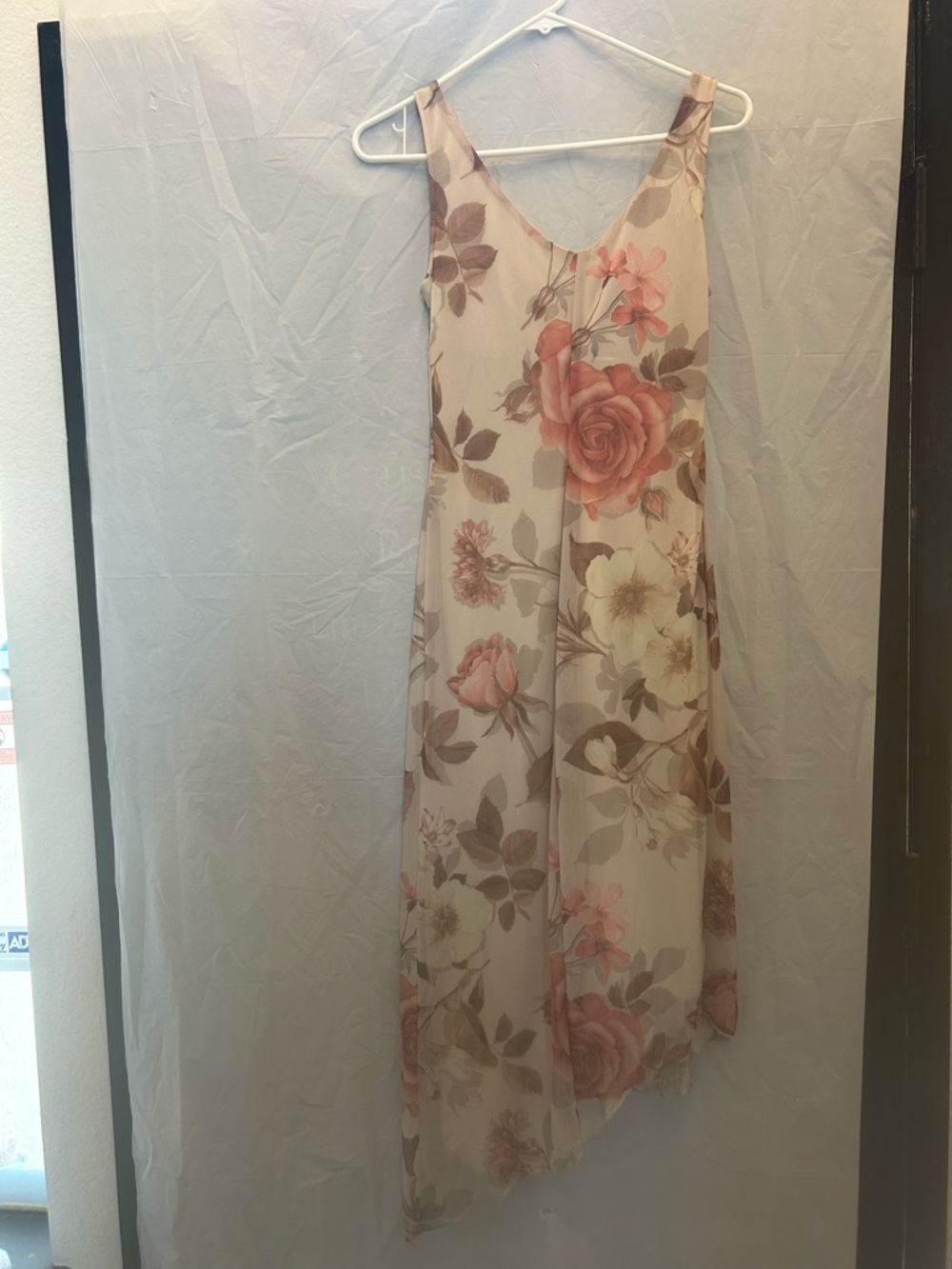Windsor Blush Floral Asymmetrical Midi Dress Sz M 100% Polyester